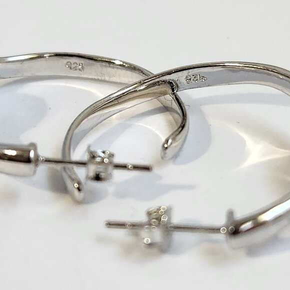 VTG 925 Silver Druzy Hoope Stud Earrings - Picture 7 of 9